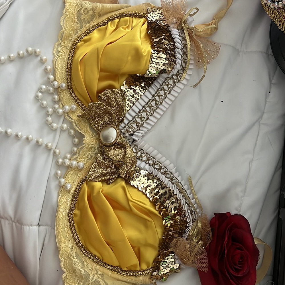 Custom handmade BELLE bra and tutu skirt belt Sexy Disney costume